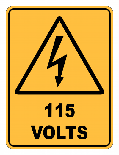 115 Volts Caution Safety Sign