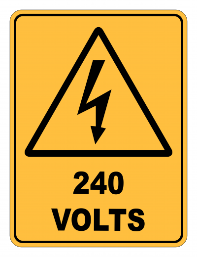 240 Volts Caution Safety Sign