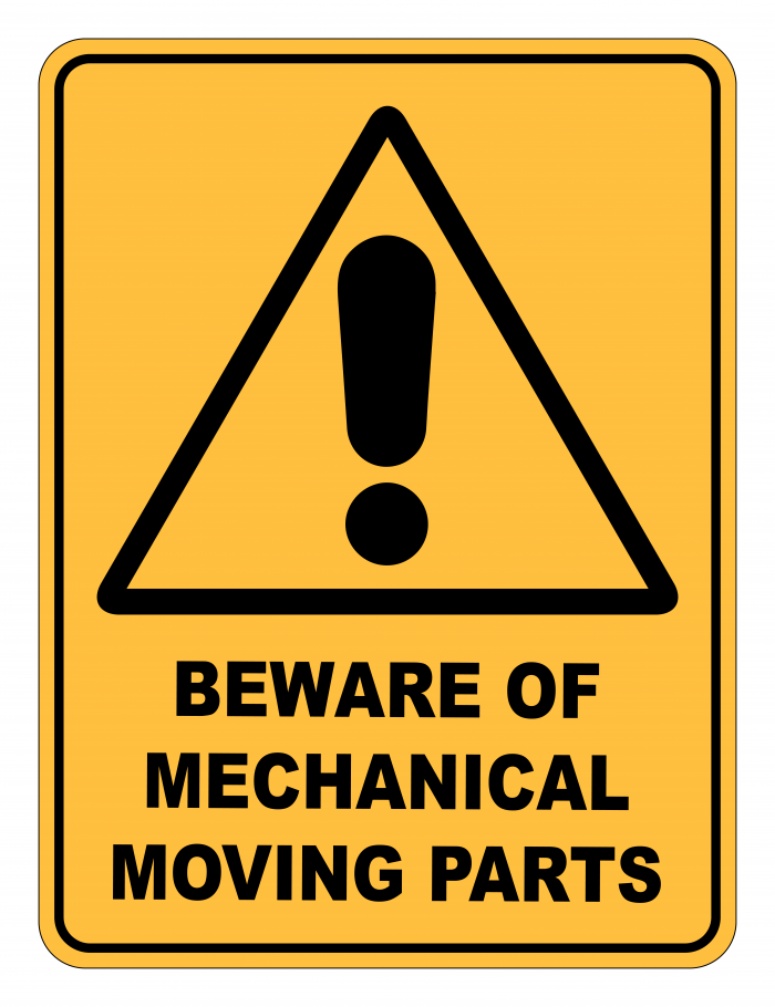 Beware Of Mechanical Moving Parts Caution Safety Sign