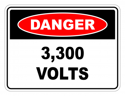 Danger 3300 Volts Safety Sign