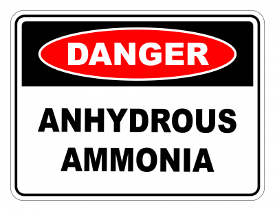 Danger Anhydrous Ammonia Safety Sign