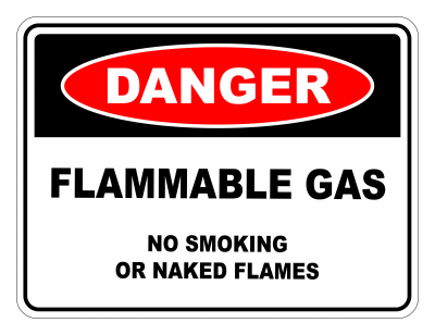 Danger Flammable Gas No Smoking Or Naked Flames Safety Sign