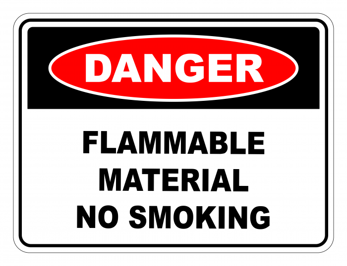 Danger Flammable Material No Smoking Safety Sign