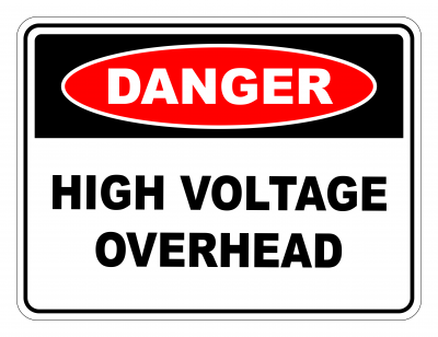 Danger High Voltage Overhead Safety Sign