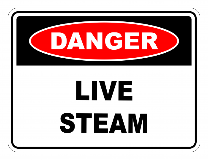 Danger Live Steam Safety Sign