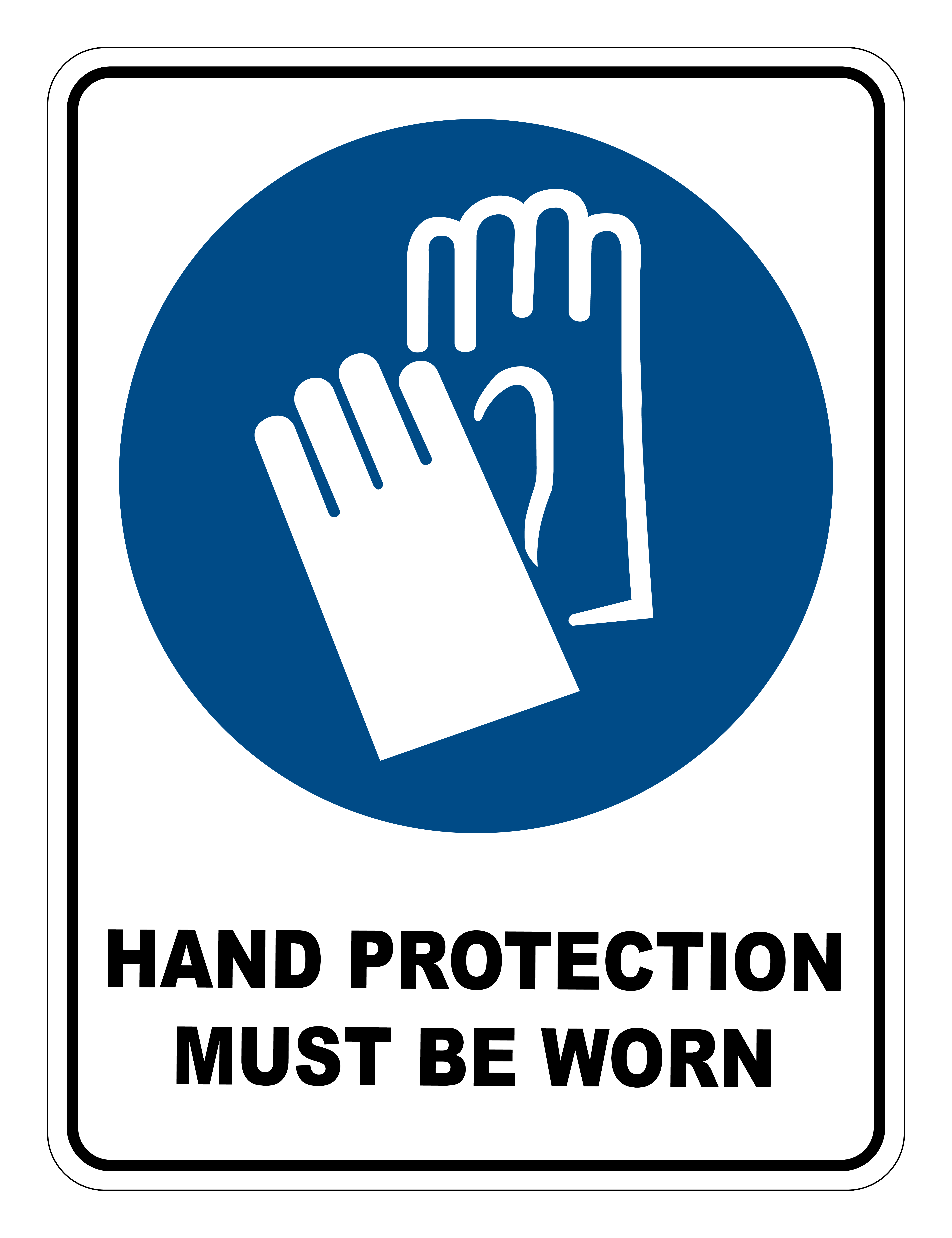 HAND PROTECTION MUST BE WORN SIGN 30CM X 25CM