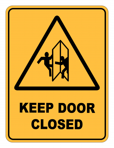 Keep Door Closed Symbol Caution Safety Sign