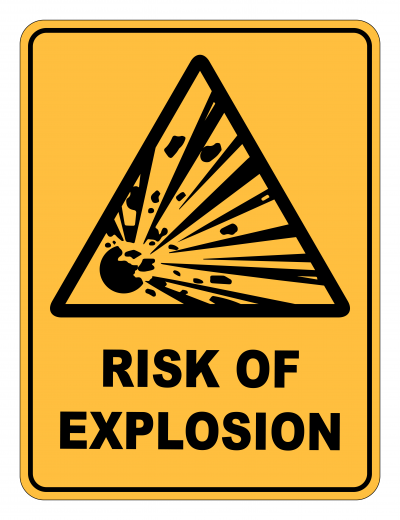 Risk Of Explosion Caution Safety Sign