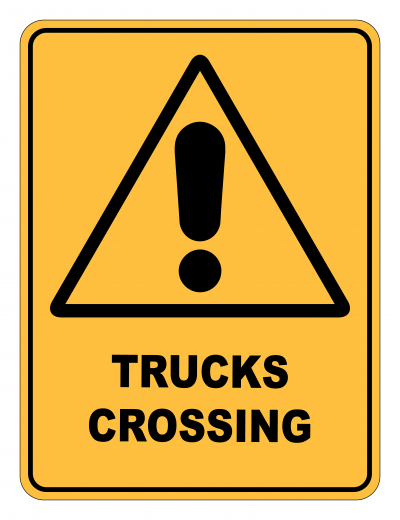 Trucks Crossing Caution Safety Sign