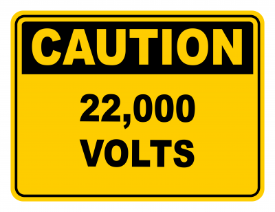 22000 Volts Warning Caution Safety Sign