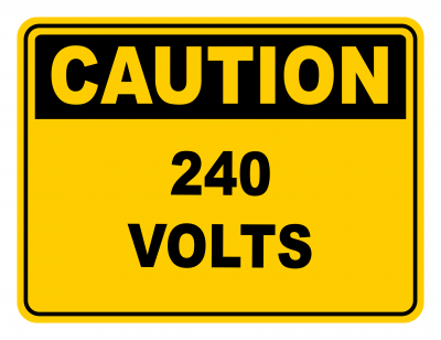 240 Volts Warning Caution Safety Sign