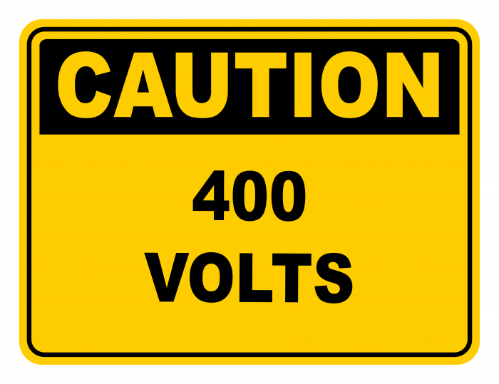 400 Volts Warning Caution Safety Sign