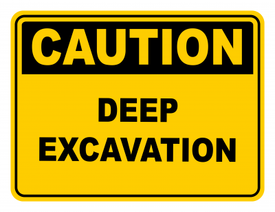 Deep Excavation Warning Caution Safety Sign