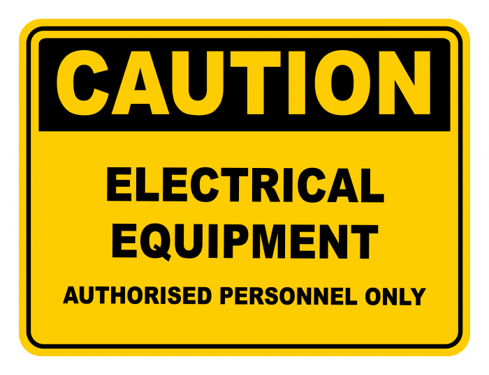 Electrical Equipment Authorised Personnel Only Warning Caution Safety Sign