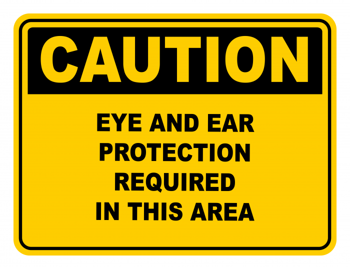 Eye and Ear Protection Required In This Area Warning Caution Safety Sign