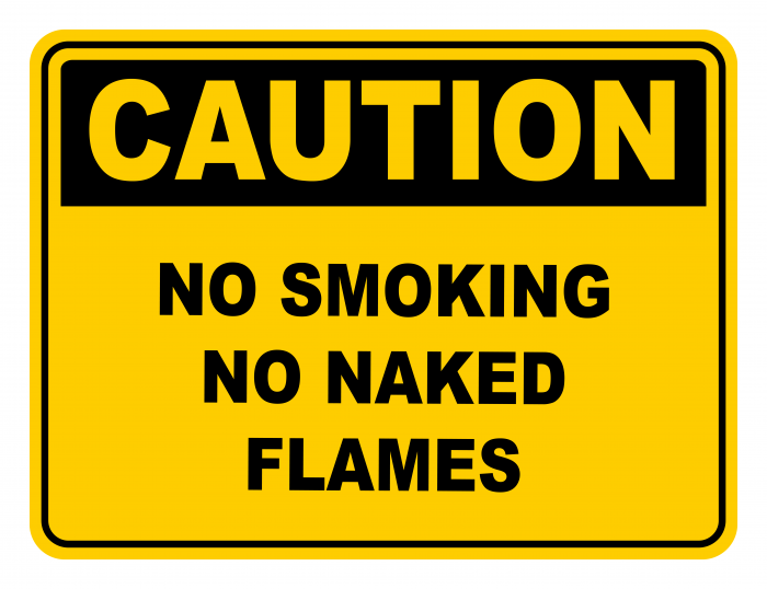 No Smoking No Naked Flames Warning Caution Safety Sign