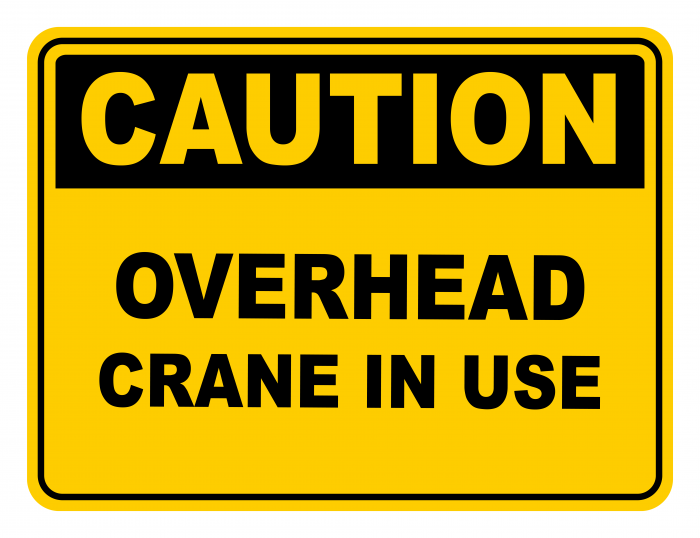 Caution Overhead crane in use Sign water/fade proof safety oh&s 290mm x 190mm 
