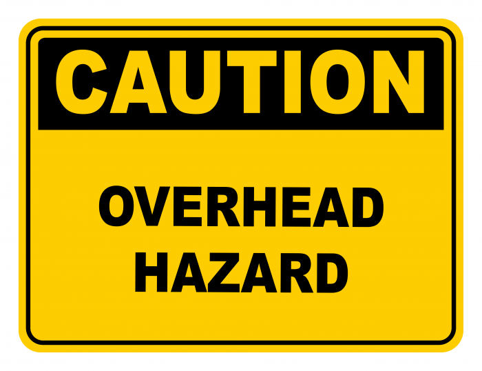 Overhead Hazard Warning Caution Safety Sign
