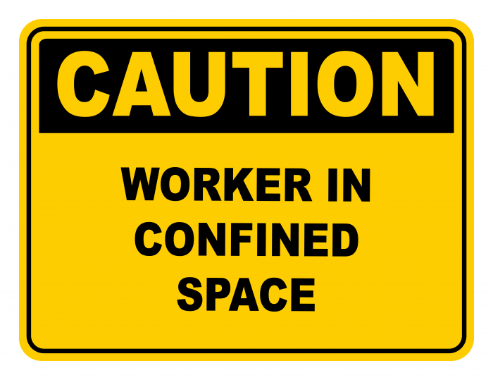 Worker In Confined Space Warning Caution Safety Sign
